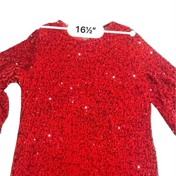 Jess Lea Plus Red Sequin Shift Mini, Long Sleeve 2X - NWT - Picture 2 of 7